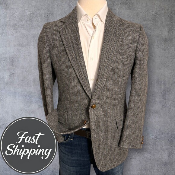 AUSTIN MANOR TWEED WOOL Vintage Men's Blazer Sport Coat Two Button Jacket 40R - Picture 1 of 14